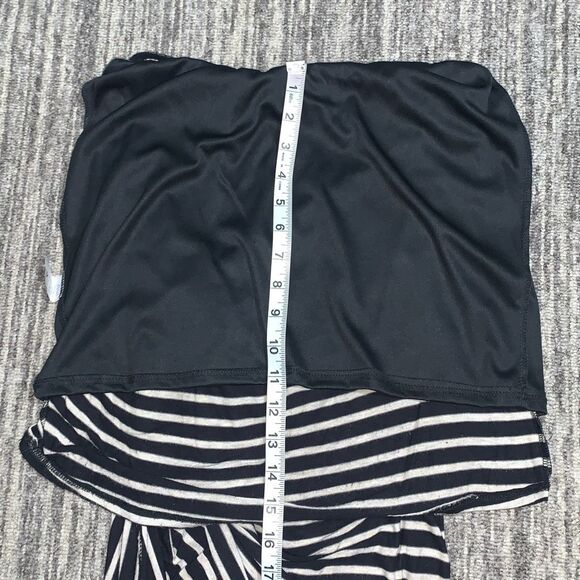 Entro Women's Medium Black Tan Stripe Jersey Knit Knotted Layered‎ Midi Skirt - Picture 7 of 9